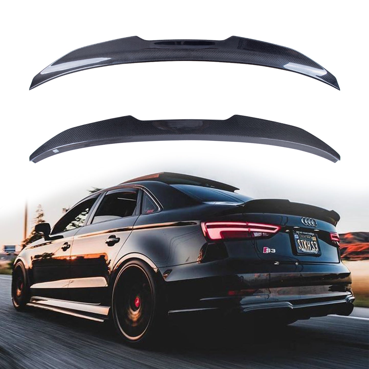 Premium Carbon Fiber Rear Trunk Spoiler for Audi A3 / S3 / RS3 Sedan (8V)