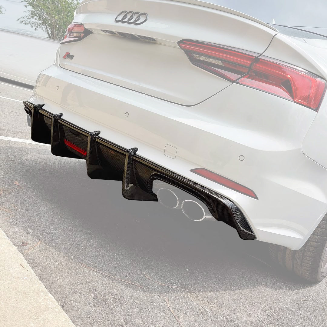 Carbon Fiber Rear Bumper Diffuser For Audi A5 / S5 B9 2017–2019 | KB Style Dual Side Exit