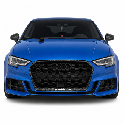 RS3 Style Honeycomb Front Grille with Carbon Fiber Frame For Audi A3 / S3 8V.5 2017–2020 | With & Without ACC