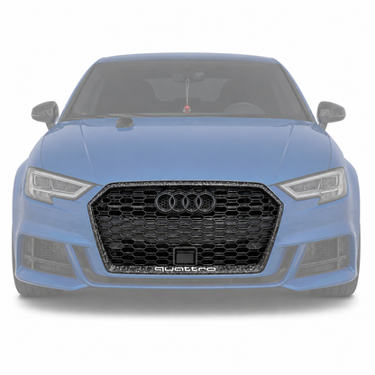 RS3 Style Honeycomb Front Grille with Carbon Fiber Frame For Audi A3 / S3 8V.5 2017–2020 | With & Without ACC